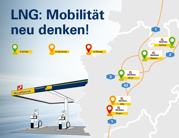 Westfalen eröffnet dritte LNG-Tankstelle. Jetzt LNG tanken in Herne, Münster und Herford