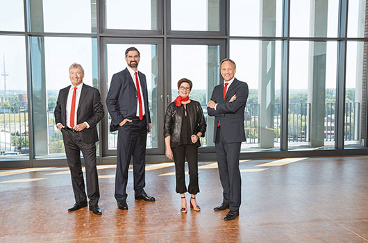 Das Vorstandsteam der Westfalen Gruppe ist komplett (v. li.): Reiner Ropohl, Dr. Thomas Perkmann (Vorsitz), Dr. Meike Schäffler und Torsten Jagdt. (Foto: Westfalen AG)