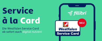 Foto 1: Die Westfalen Service Card ist die erste Flottenkarte, die in der fillibri-App als Zahlungsmittel hinterlegt werden kann.