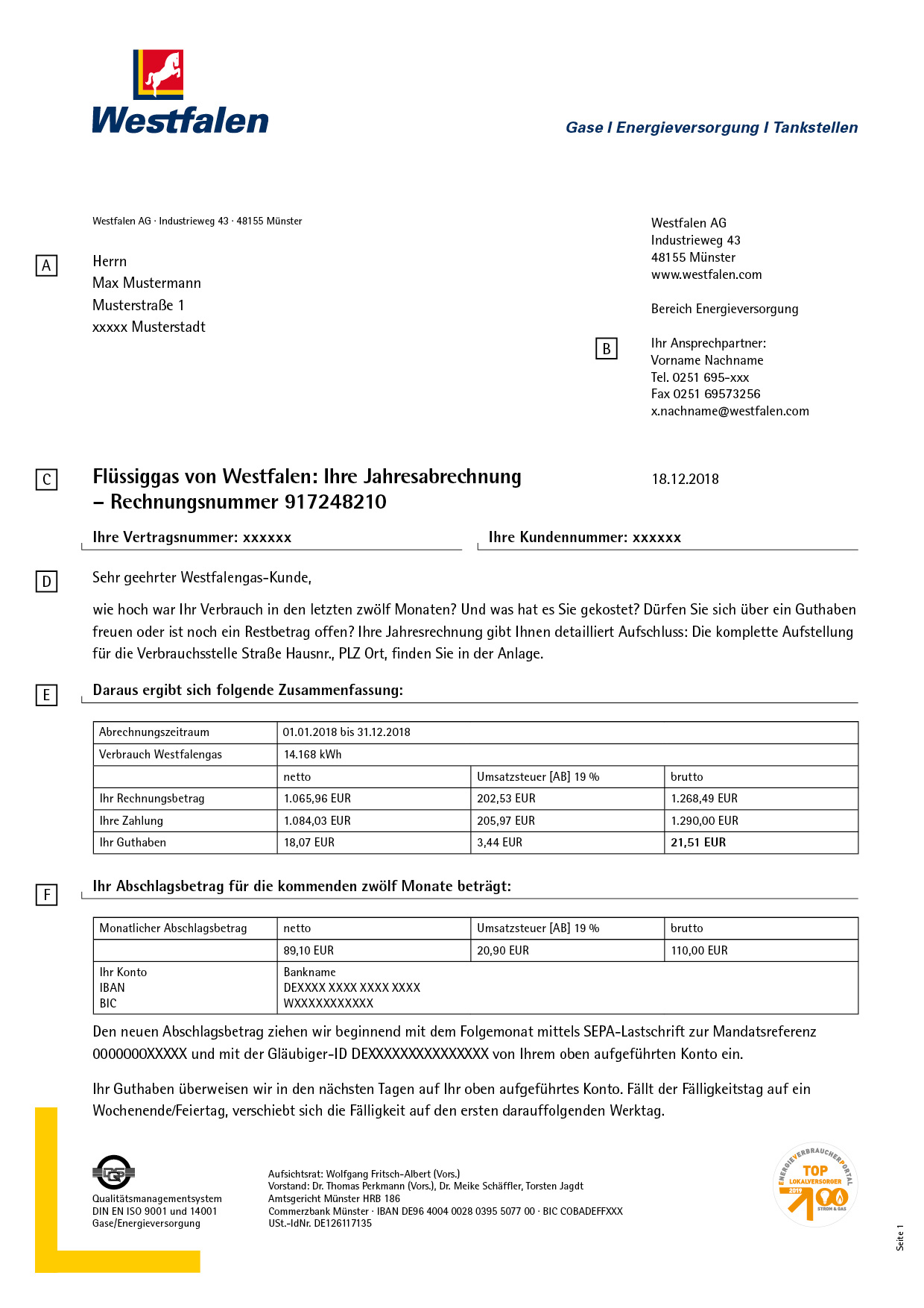Seite 1 Musterrechnung Flüssiggas Westfalen AG